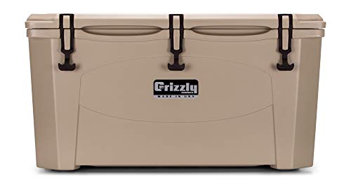 Grizzly 75 Cooler | 75 qt Ice Chest Durable Rotomolded Insulated | Made in USA | Warranty for Life | For Beach Boat Camping Fishing Hunting | G75 | Tan