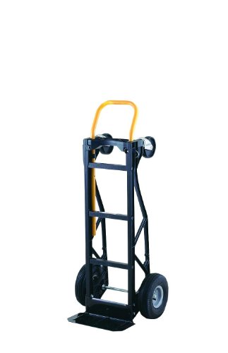 Harper Trucks 700 lb Capacity Glass Filled Nylon Convertible Hand Truck and Dolly with 10' Pneumatic Wheels , Black with yellow handle - PGDYK1635PKD