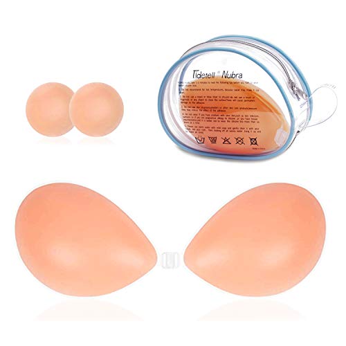 Tidetell Self Adhesive Silicone Nude Invisible Push-Up Backless Strapless Bra Cup D Double Thickness