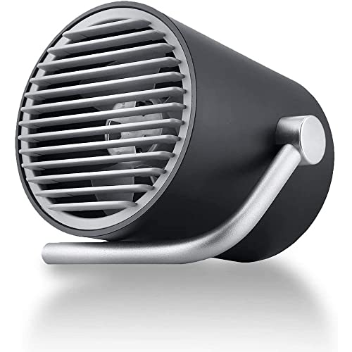 Fancii Small Personal Desk USB Fan, Portable Mini Table Fan with Twin Turbo Blades, Whisper Quiet Cyclone Air Technology - For Home, Office, Outdoor Travel (Black)