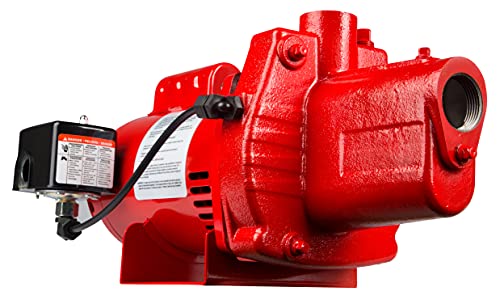 Red Lion RJS-100-PREM 1 HP, 23 GPM, 115/230 Volt, Premium Cast Iron Shallow Well Jet Pump, Red, 602208