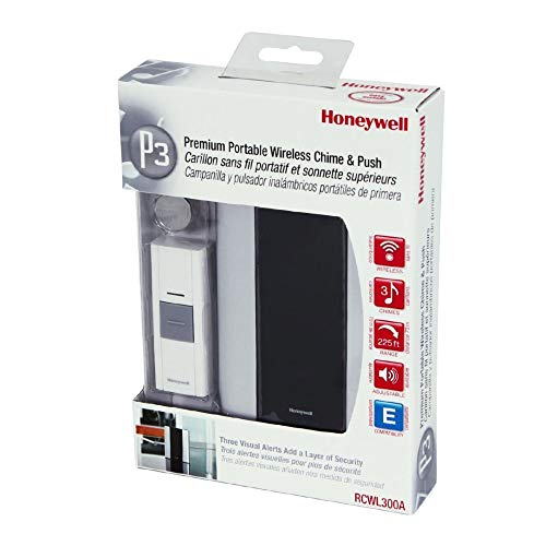 Honeywell RCWL300A1006 Premium Portable Wireless Doorbell / Door Chime and Push Button