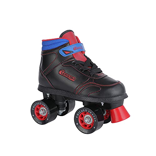 Chicago Skates Boys Sidewalk Roller Skate - Black Youth Quad Skates - Size 1