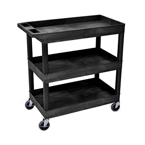 LUXOR EC111-B Tub Storage Cart 3 Shelves - Black,32' x 18'