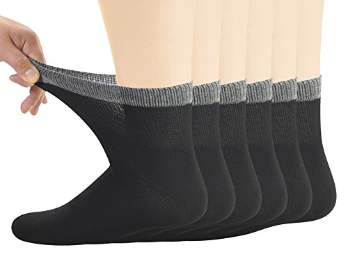 Yomandamor Men's Diabetic Ankle Socks with Seamless Toe and Non-Binding Top,6 Pairs L Size(10-13)