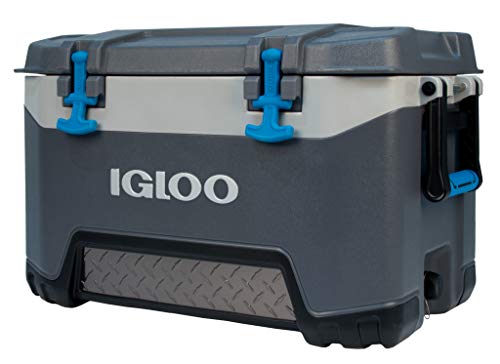 Igloo BMX 52 Quart Cooler with Cool Riser Technology, Fish Ruler, and Tie-Down Points - 16.34 Pounds - Carbonite Gray and Blue