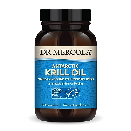 Dr. Mercola Antarctic Krill Oil Supplement, 30 Servings (60 Capsules), MSC Certified, Non GMO, Soy-Free, Gluten Free