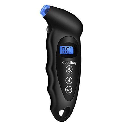 Cooolbuy 150 PSI Digital Tire Pressure Gauge 4 Settings with Non-Slip Grip and Backlit LCD (Black-1 Pcs)
