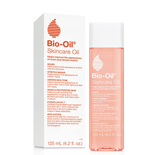 Bio-Oil Skincare Body Oil, Serum for Scars and Stretchmarks, Face Moisturizer Dry Skin, Non-Greasy, Dermatologist Recommended, Non-Comedogenic, For All Skin Types, with Vitamin A, E, 4.2 oz