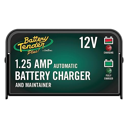 Battery Tender Plus 12V Battery Charger and Maintainer: 1.25 AMP Powersport Battery Charger and Maintainer for Motorcycles, ATVs, UTVs - Smart 12 Volt Automatic Float Charger - 021-0128