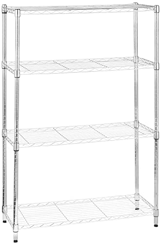 Amazon Basics 4-Shelf Adjustable, Heavy Duty Storage Shelving Unit (350 lbs loading capacity per shelf), Steel Organizer Wire Rack, Chrome (36L x 14W x 54H)