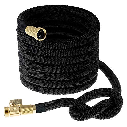 Innav8 Garden Hose 50FT Expandable - All New 2019 Extra Strong Double Latex Rubber Core, Kink-Free Water Hose, Black - Flexible No-Kink Heavy Duty Expanding Hoses with 3/4' Solid Brass Fittings, 50 FT