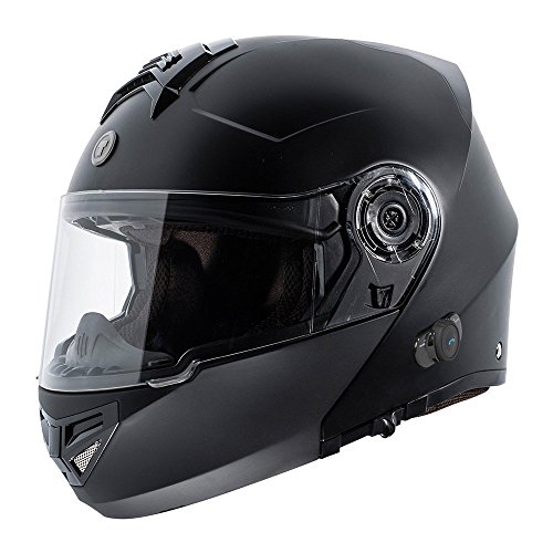 TORC T27B1 FBK M T27 Full Face Modular Helmet with Integrated Blinc Bluetooth (Flat Black, Medium)