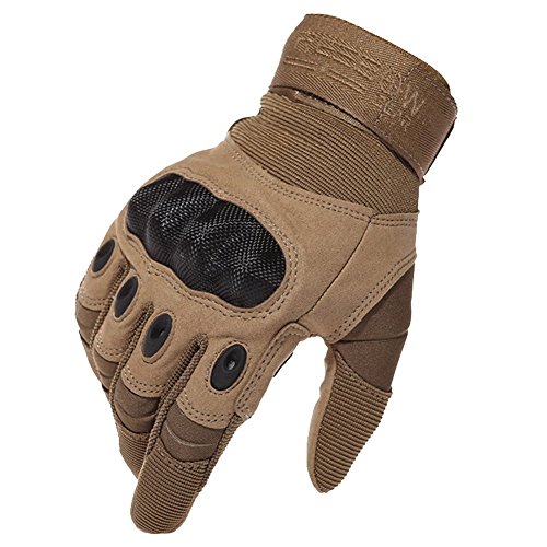 Reebow Gear Military Hard Knuckle Tactical Gloves Full Finger for Army Gear Sport Shooting Paintball Hunting Riding Motorcycle Brown L