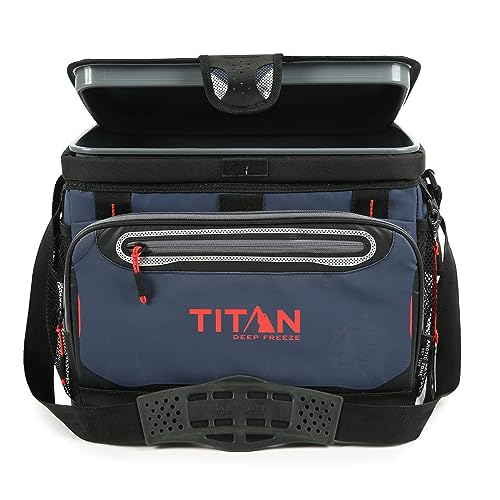 Arctic Zone Titan Deep Freeze Cooler - 30 Can Zipperless Hardbody Cooler - Navy Blue with Deep Freeze Insulation, HardBody Liner, and SmartShelf