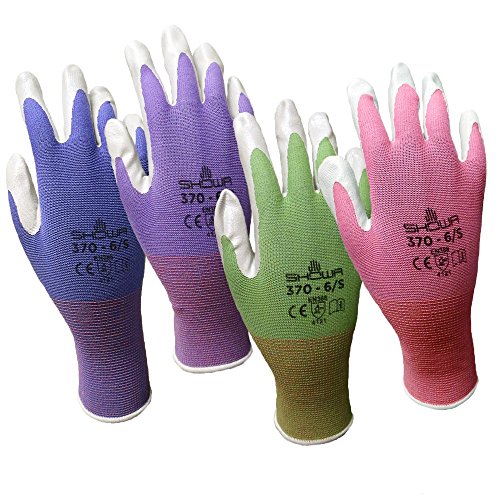 6 Pack Showa Atlas NT370 Atlas Nitrile Garden Gloves - Small (Assorted Colors)