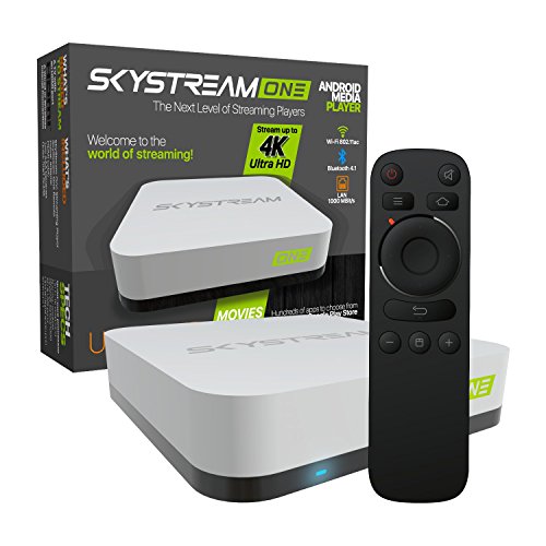 SkyStream ONE Streaming Media Player | Android TV Box with 2GB/16GB, SkyStreamTV, 4K, AC Wireless & Ready to Stream Media Center