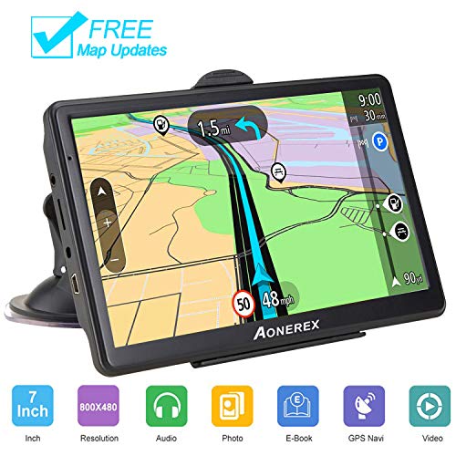 GPS Navigation System 7 inch 8GB 256MB Car Truck Lorry Satellite Navigator Device with Post Code POI Search Speed Camera Alerts with Turn-by-Turn Directions Lifetime Map Update