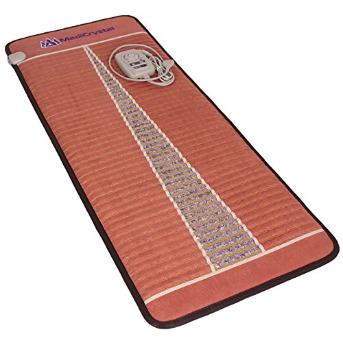 Far Infrared Amethyst Mat Midsize (59'L x 24'W) - Negative Ion - FIR Therapy - Natural Amethyst - FDA Registered Manufacturer - Adjustable Temperature Setting - Hot Crystal Heating Pad - Reddish Brown