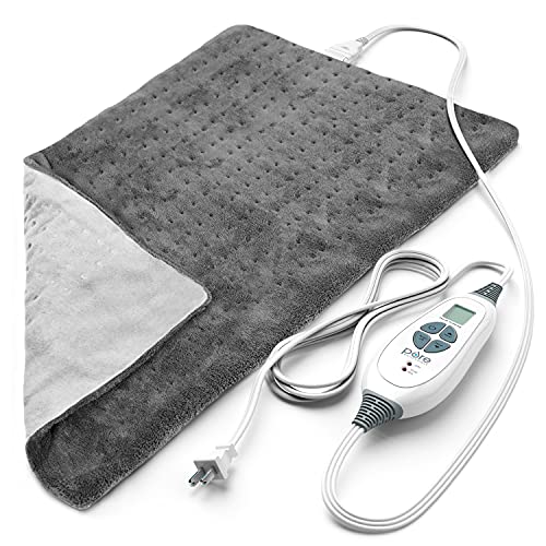 Pure Enrichment® PureRelief™ XL Heating Pad - 12' x 24' Electric Heating Pad for Back Pain & Cramps, 6 InstaHeat™ Settings, Machine Wash, Soft Microplush, Auto Shut-Off & Moist Heat (Charcoal Gray)