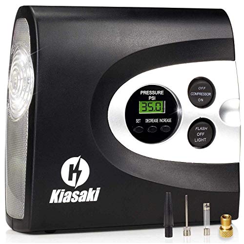 Kiasaki Auto Digital Tire Inflator Portable Air Compressor for Cars with Tire Gauge, High Pressure Car Air Pump Upto 150 PSI, with carry case