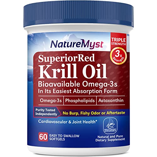 NatureMyst Krill Oil, Professional Grade 60 Liquid Softgels, Non-GMO, Gluten Free, Made in The USA