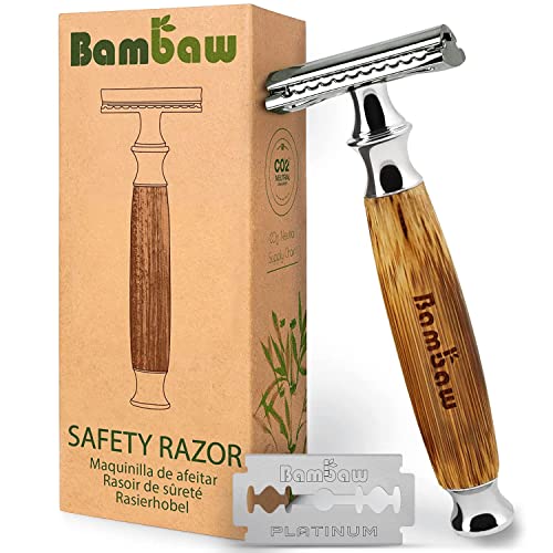 Safety Razor Silver | Bamboo Double Edge Razor | Mens Razors for Shaving | Safety Razor For Women | Shaving Razor | Double Edge Safety Razor | Single Blade Razors for Men | Reusable Razor | Bambaw