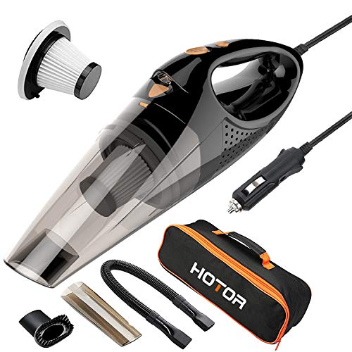 Car Vacuum Cleaner with LED Light, HOTOR DC12-Volt Wet/Dry Portable Handheld Auto Vacuum Cleaner for Car,16.4FT(5M)Power Cord with Carry Bag(Black)