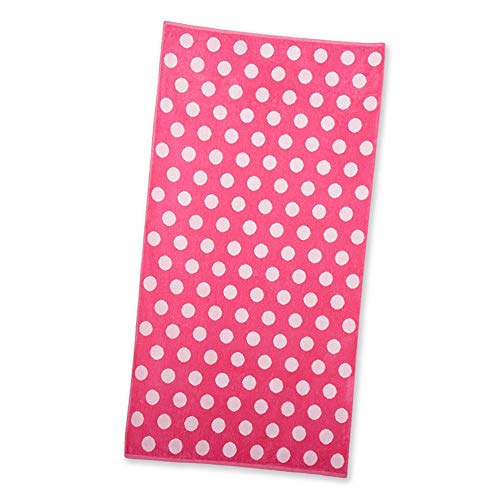 eLuxurySupply Large Beach/Pool Towel - Super Soft and Absorbent 100% Combed Cotton - 34'x64', Dotted Pink