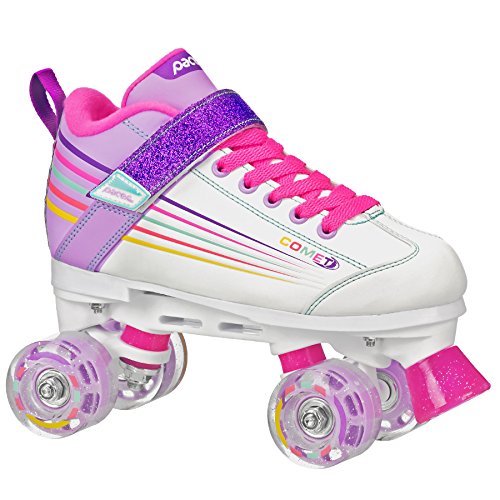 Pacer Comet Quad Kids Roller Skate, with Light Up Wheels, P973, White sz 2