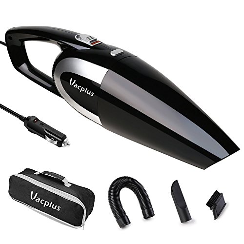 Vacplus Car Vacuum Cleaner, DC 12V Portable Handheld Vacuum Cleaner for Car with Strong Suction High Power, 1 Carrying Case, 16.4ft Cable, Small Dust Collector Buster for Wet&Dry Use- Black