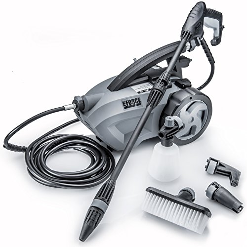 Powerhouse International - The Force 1800 - Pull Behind - 1.6 GPM 1800 PSI Electric Pressure Washer with 20 Foot Quick Connect Hose, 3 Different Nozzles, Nylon Brush, Soap Dispenser