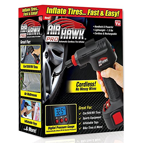 Air Hawk PRO Cordless Portable Air Compressor, Easy-To-Read Digital Pressure Gauge …