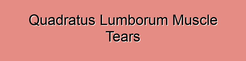 Quadratus Lumborum Muscle Tears